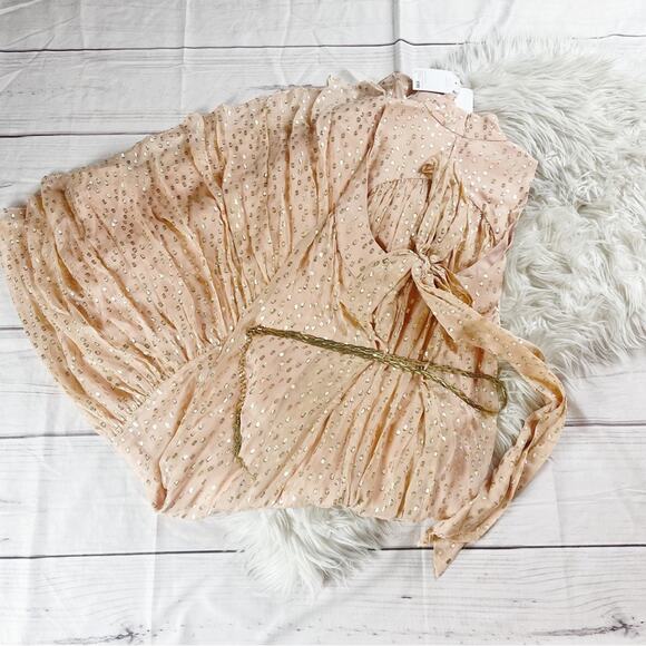 Zimmermann Women's Sleeveless Tie Neck‎ Metallic Gold and Pink Dress Size 10 - Picture 4 of 6